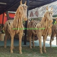 GA teak horses wood art